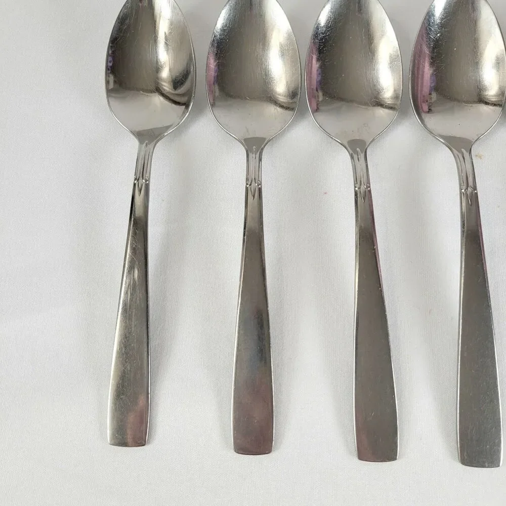 Oneida Satin Accent Stainless Flatware Set 6 Teaspoons Oneidacraft USA Deluxe 6